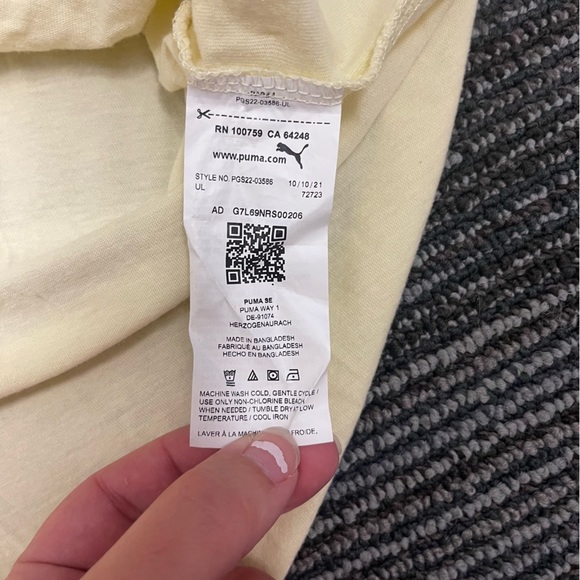 🌈5 for $25 PUMA Yellow Athletic Tank Top Pink Logo Girls Size L 12/14 - Picture 5 of 6